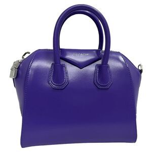 Givenchy Mini Antigona Top Handle Bag in Purple Calf Leather